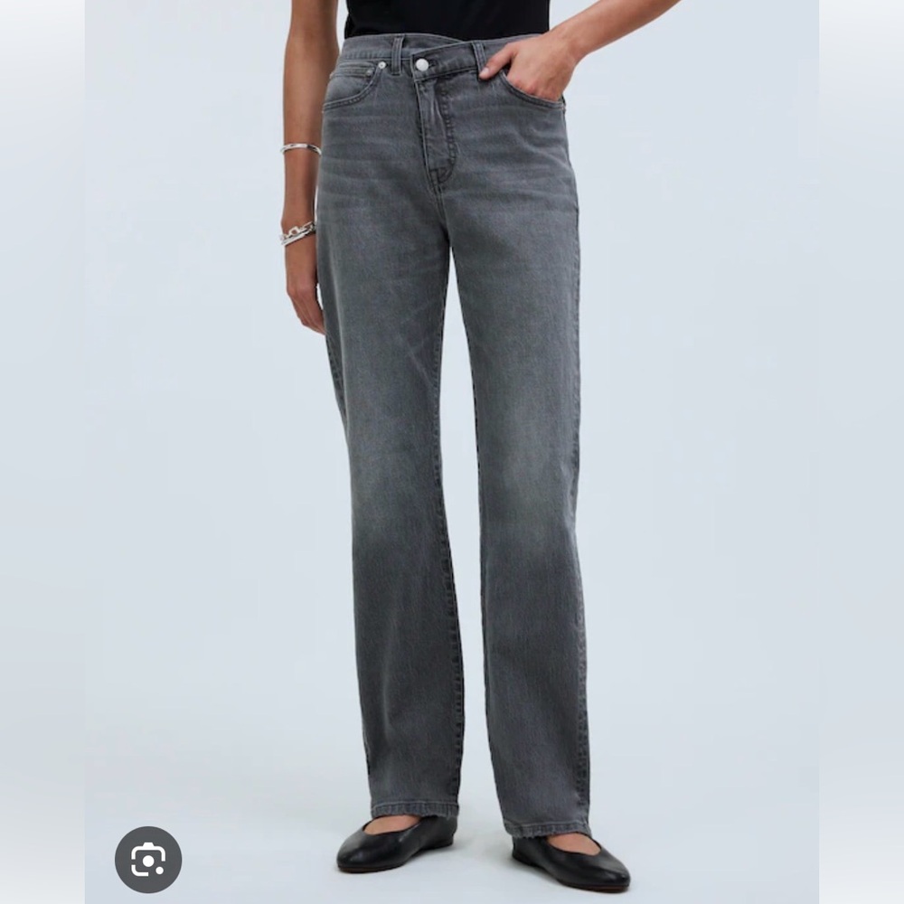 Madewell 90s Gray Women's Straight Jeans in Burwick Cross-Tab Edition Size 26